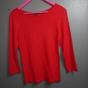 Express Womens Red Round Neck Mid Sleeve Fitted Soft Sweater Shirt Size XS
